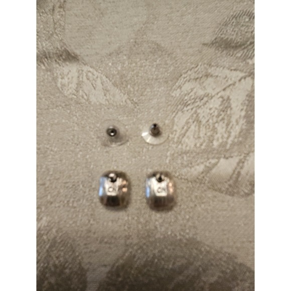 Patricia Nash Earrings Large Chunky Clear Crystal Faceted Stud Signed Designer - Picture 6 of 7